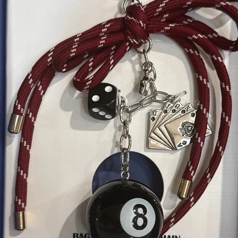 Piper K Feeling Lucky 8 Ball Dice Cards Bag Charm Key Chain